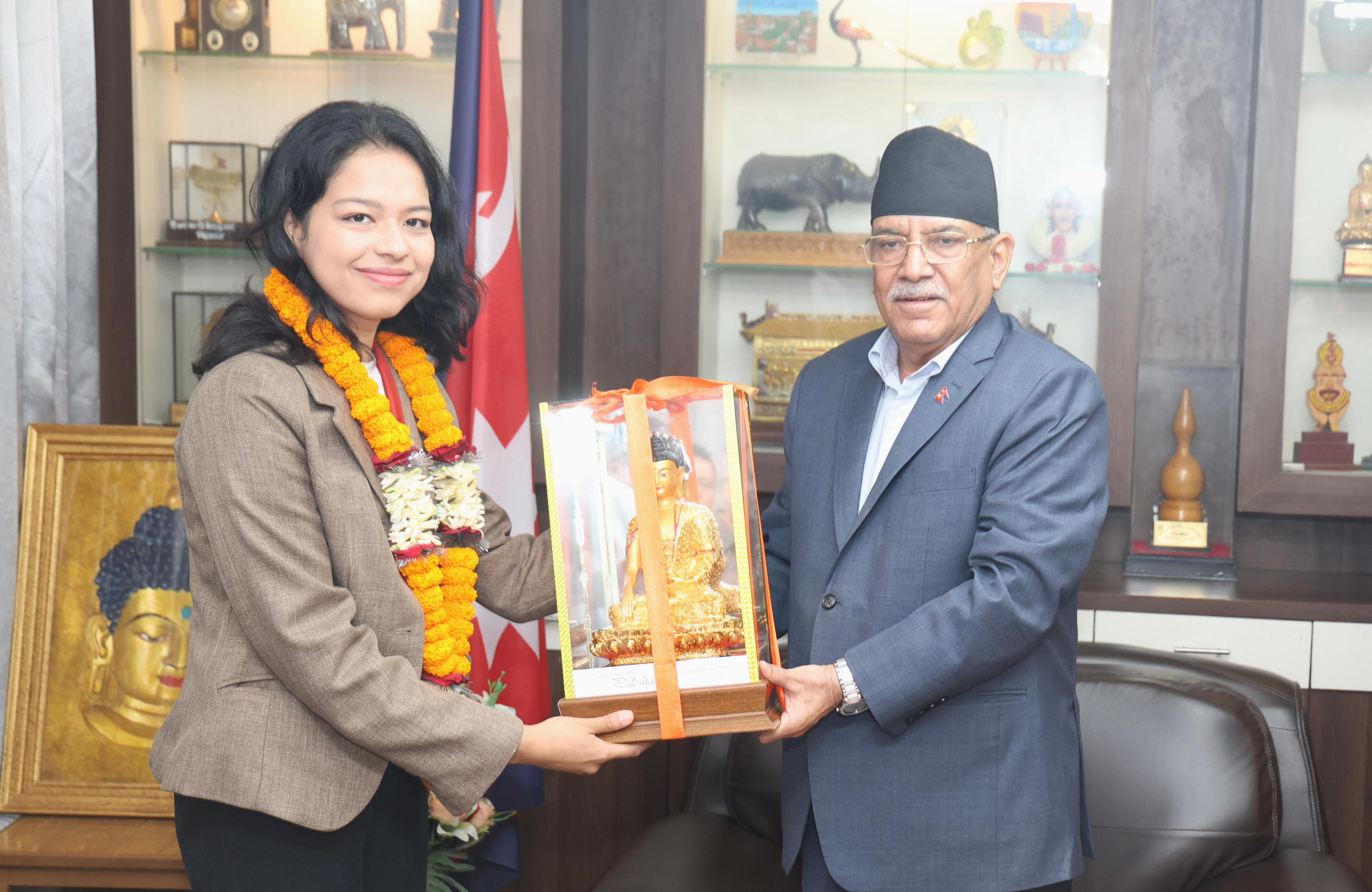 पलेशाको जीतले विश्वभरिका नेपालीलाई गौरव प्राप्त भएको छः प्रचण्ड