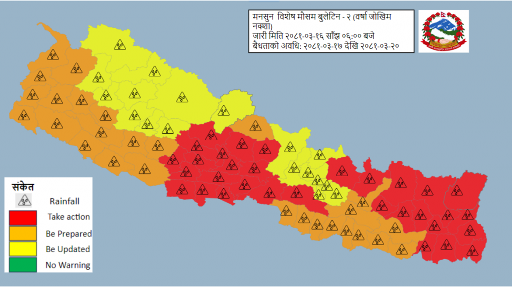 मनसुन थप सक्रिय हुने, सतर्क रहन अनुरोध